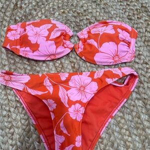 Wild Fable Orange and Pink Floral Bikini